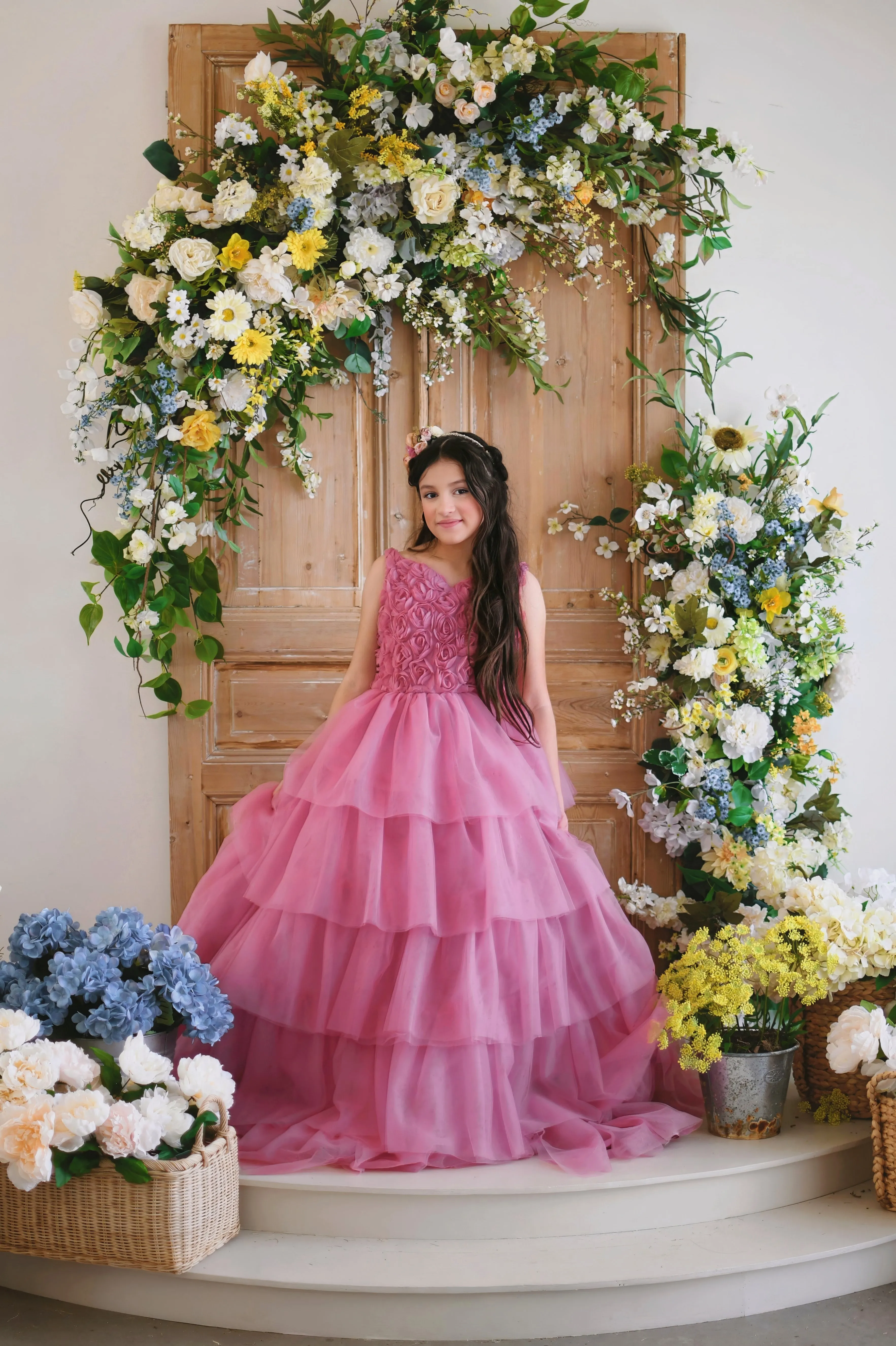 "Jardin Pastel" Couture Floor length gown  (12 Year - Petite 14 Year)
