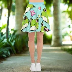 "Kawaii Love Frog" Skater Skirt - Flared Cut