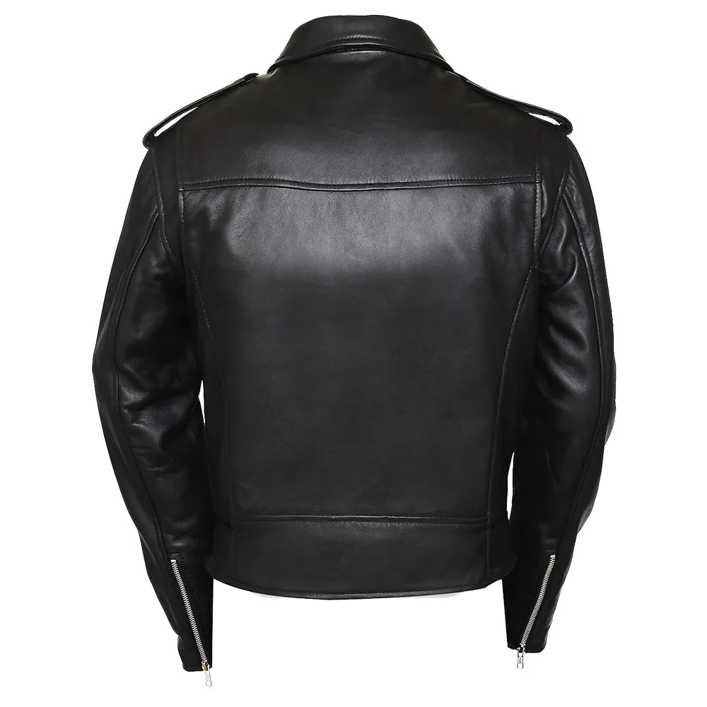 Real Biker Belted Black Leather Jacket