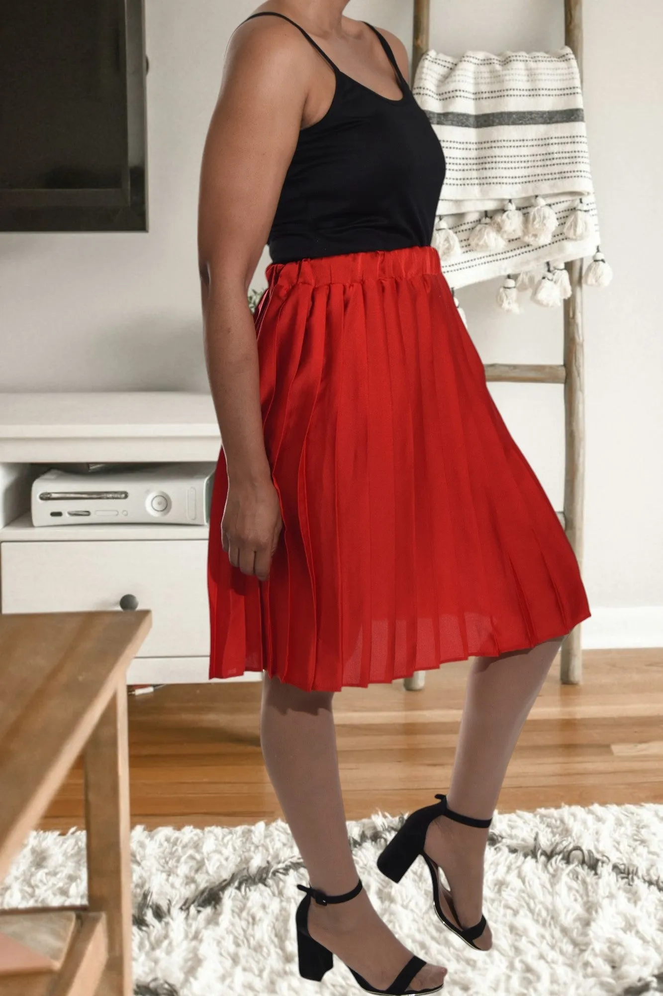 Red Pleated Skirt
