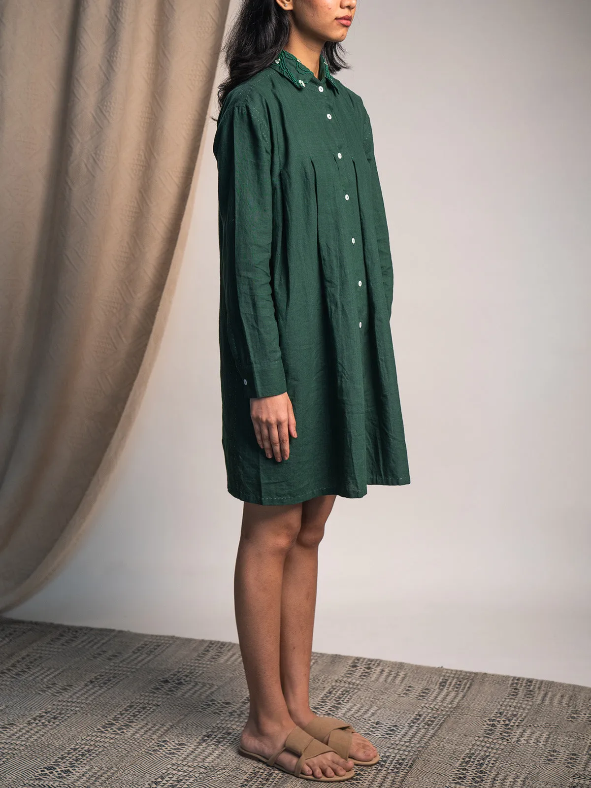 Rewind Pleated Dress Green