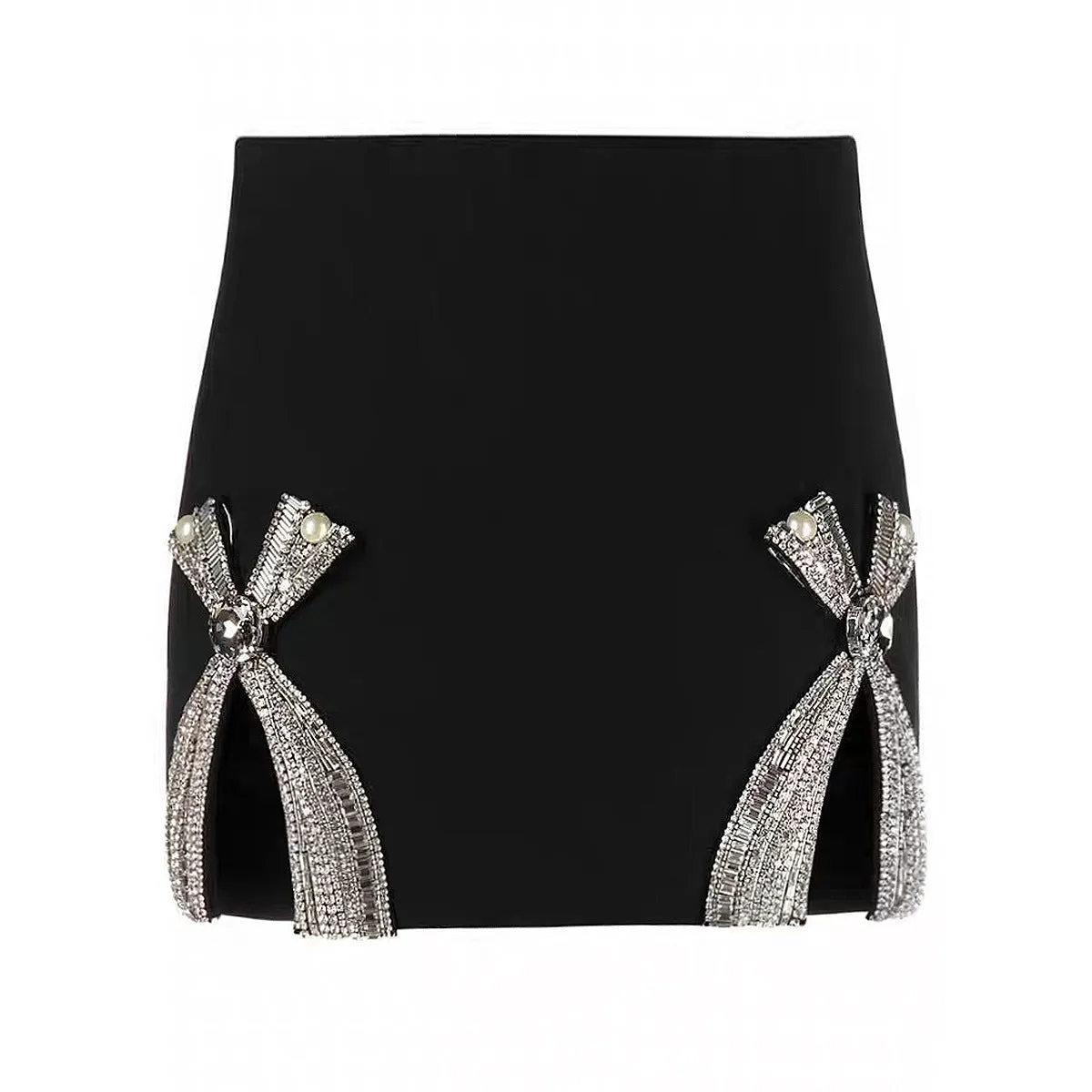 Rhinestone Decor Short Blazer & Mini Skirt