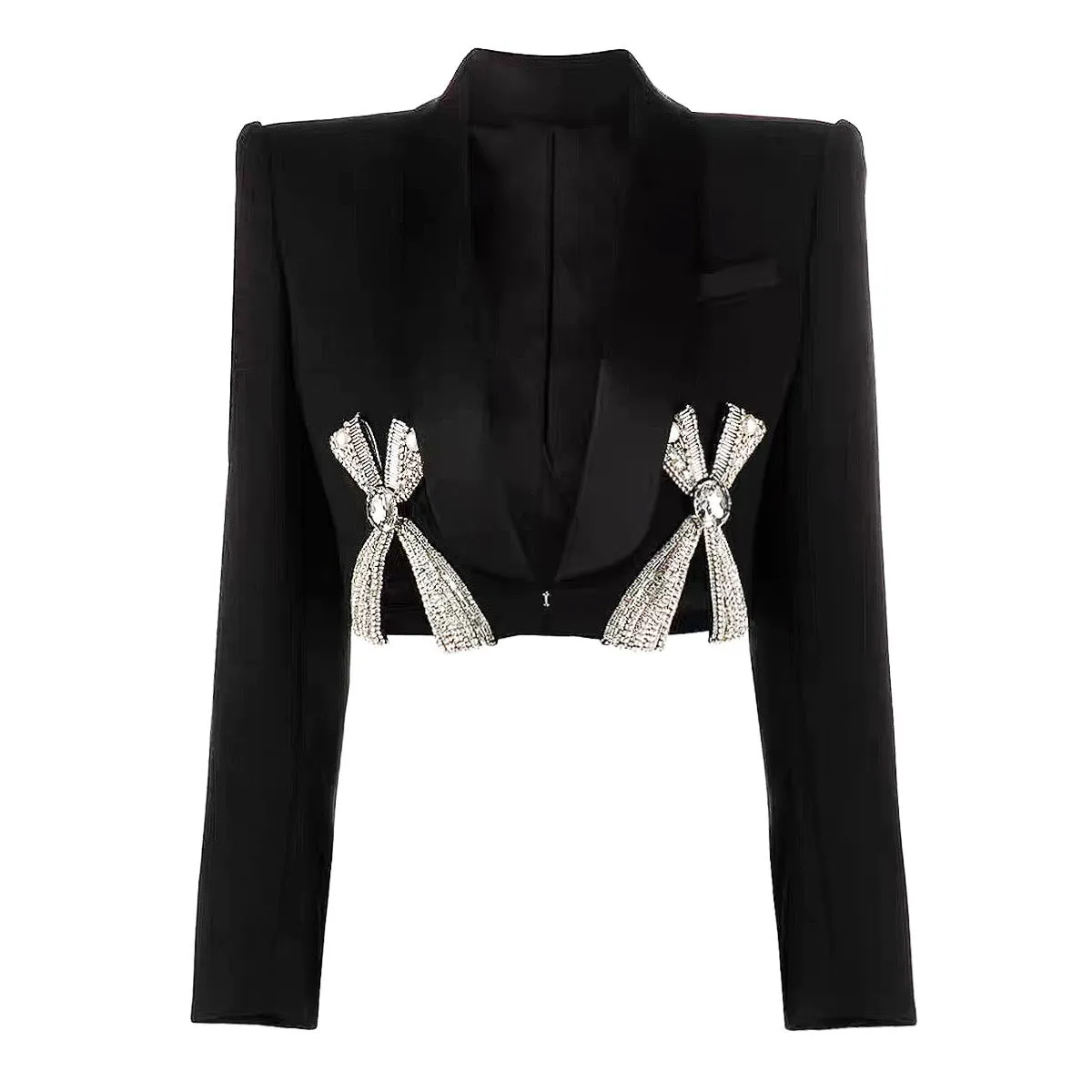 Rhinestone Decor Short Blazer & Mini Skirt