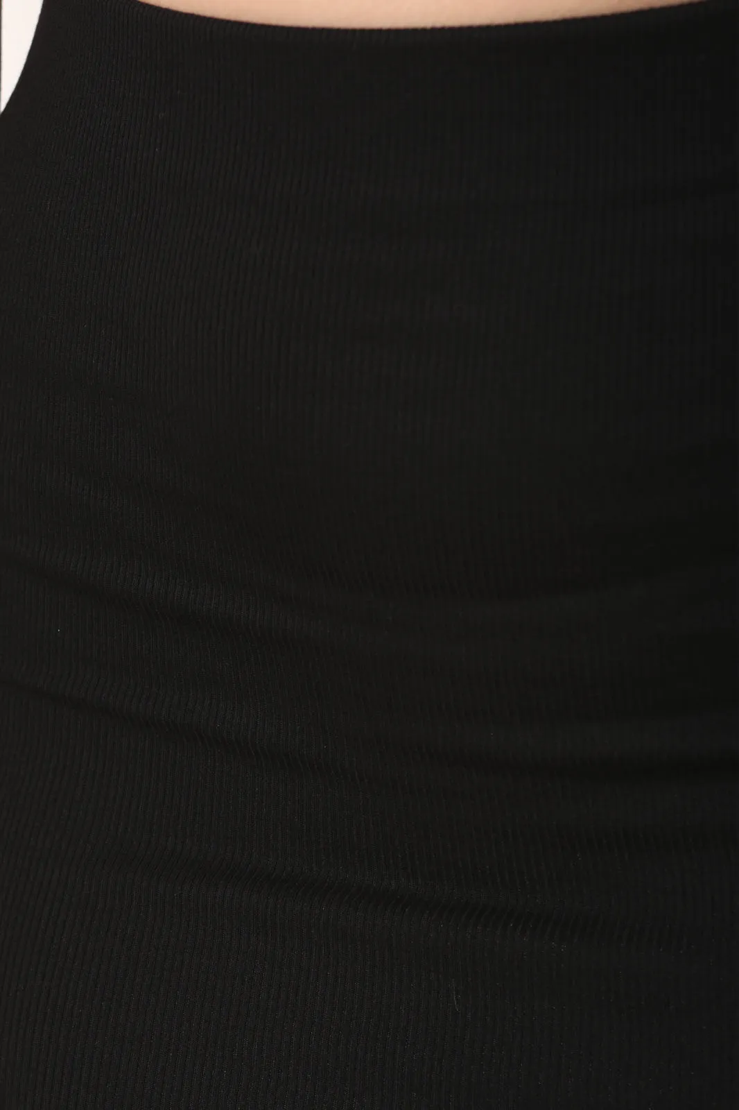 Ribbed Knit Double Layered High Waisted Midi Skirt