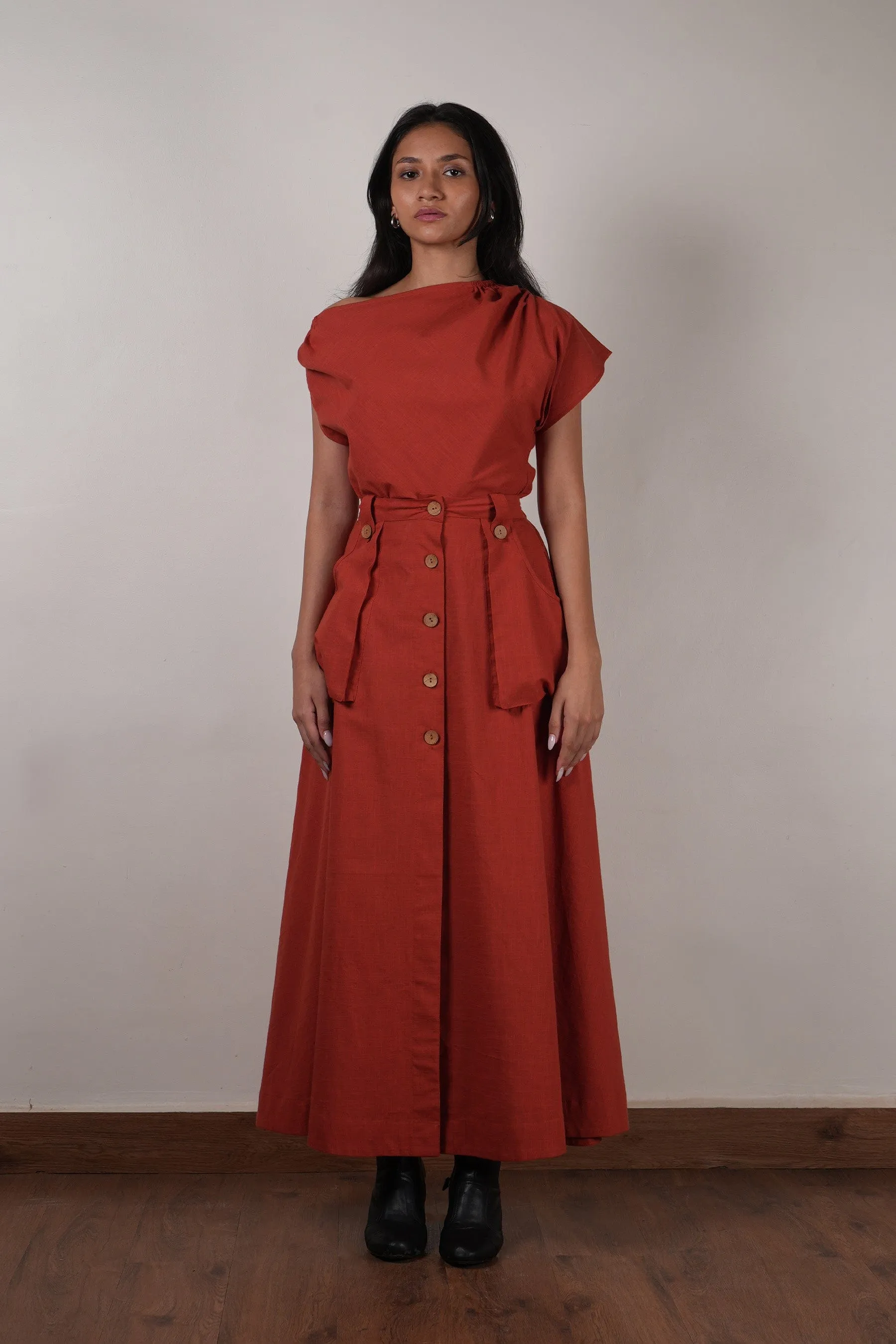Rust One-Shoulder Set (2 PCS)