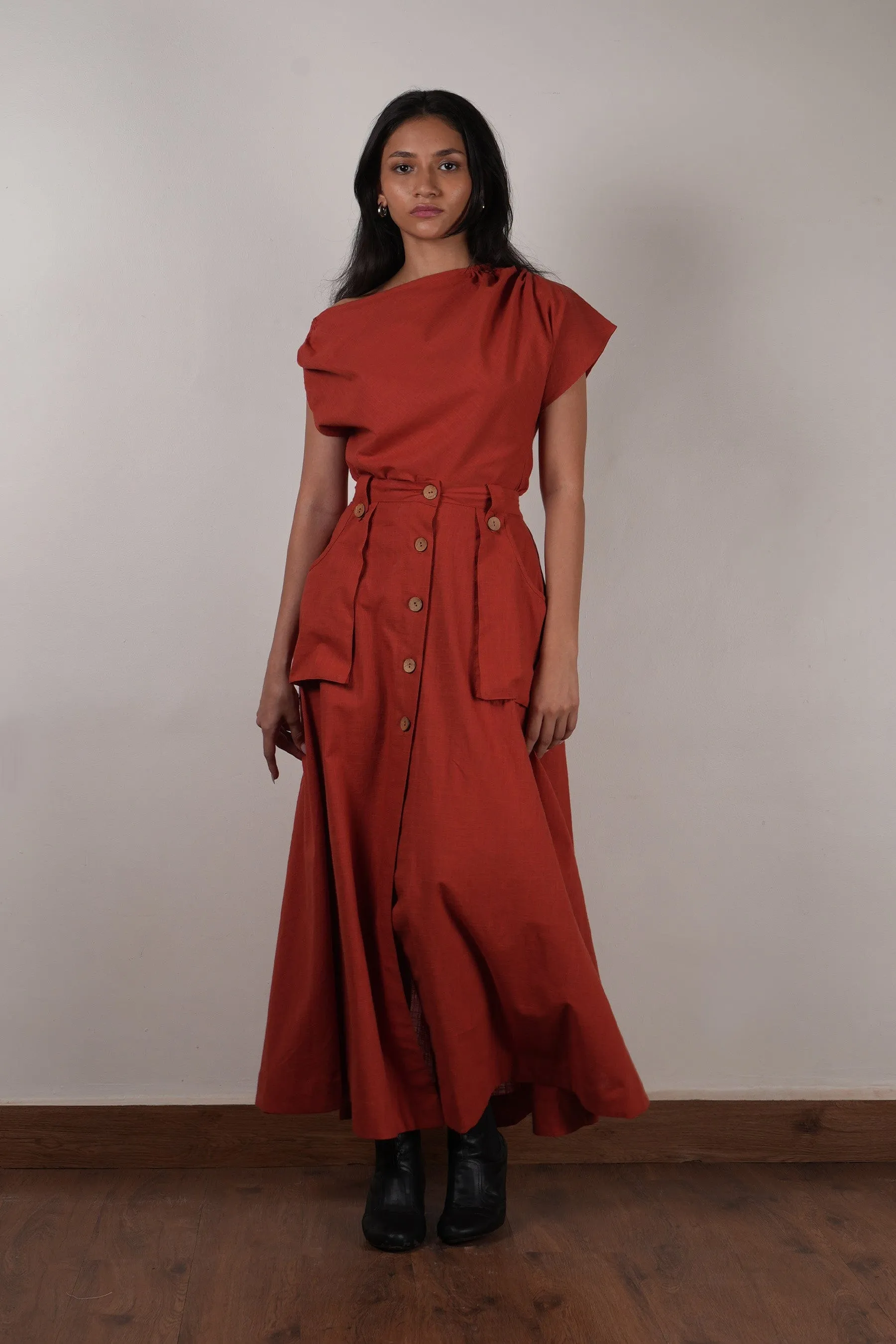 Rust One-Shoulder Set (2 PCS)