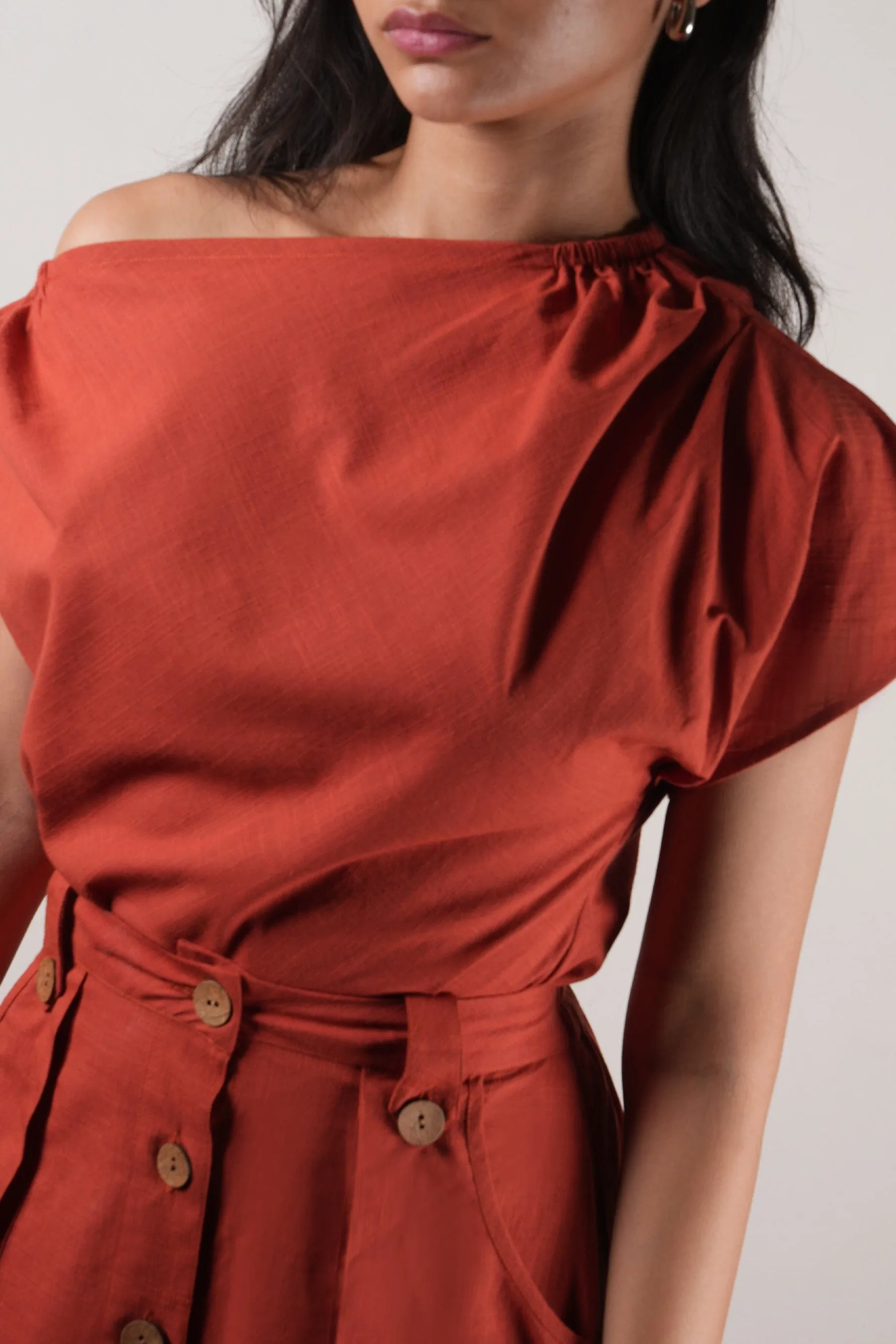 Rust One-Shoulder Set (2 PCS)