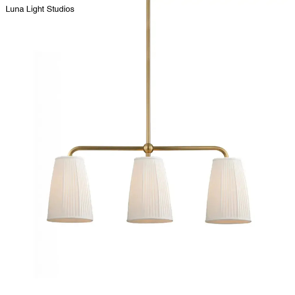 Rustic Pleated Fabric Pendant Chandelier in Gold - 3/6 Bulbs - Hanging Light for Dining Table