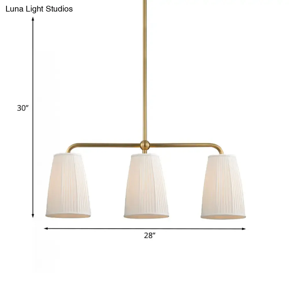 Rustic Pleated Fabric Pendant Chandelier in Gold - 3/6 Bulbs - Hanging Light for Dining Table