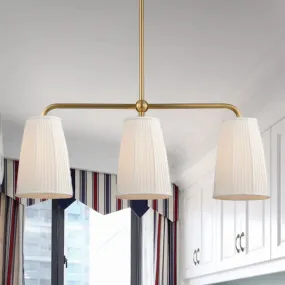 Rustic Pleated Fabric Pendant Chandelier in Gold - 3/6 Bulbs - Hanging Light for Dining Table