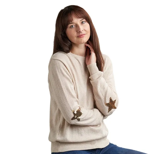 Sand Cashmere Blend Jumper Gold Stars