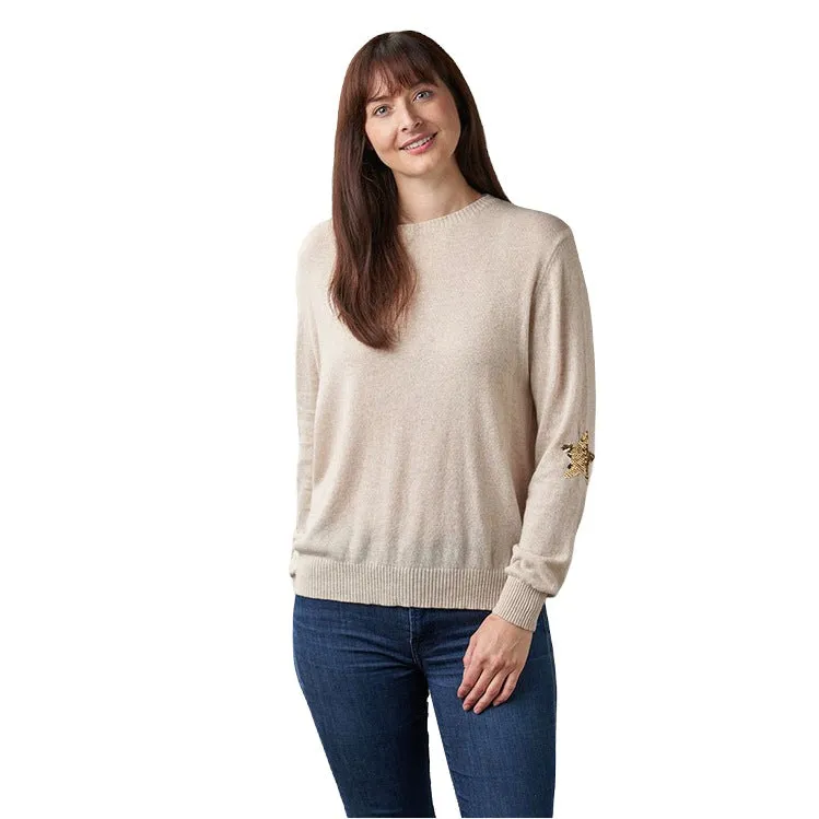 Sand Cashmere Blend Jumper Gold Stars