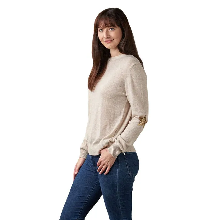Sand Cashmere Blend Jumper Gold Stars