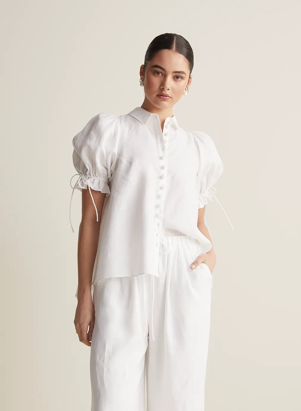 Sara Linen Shirt | Optical White
