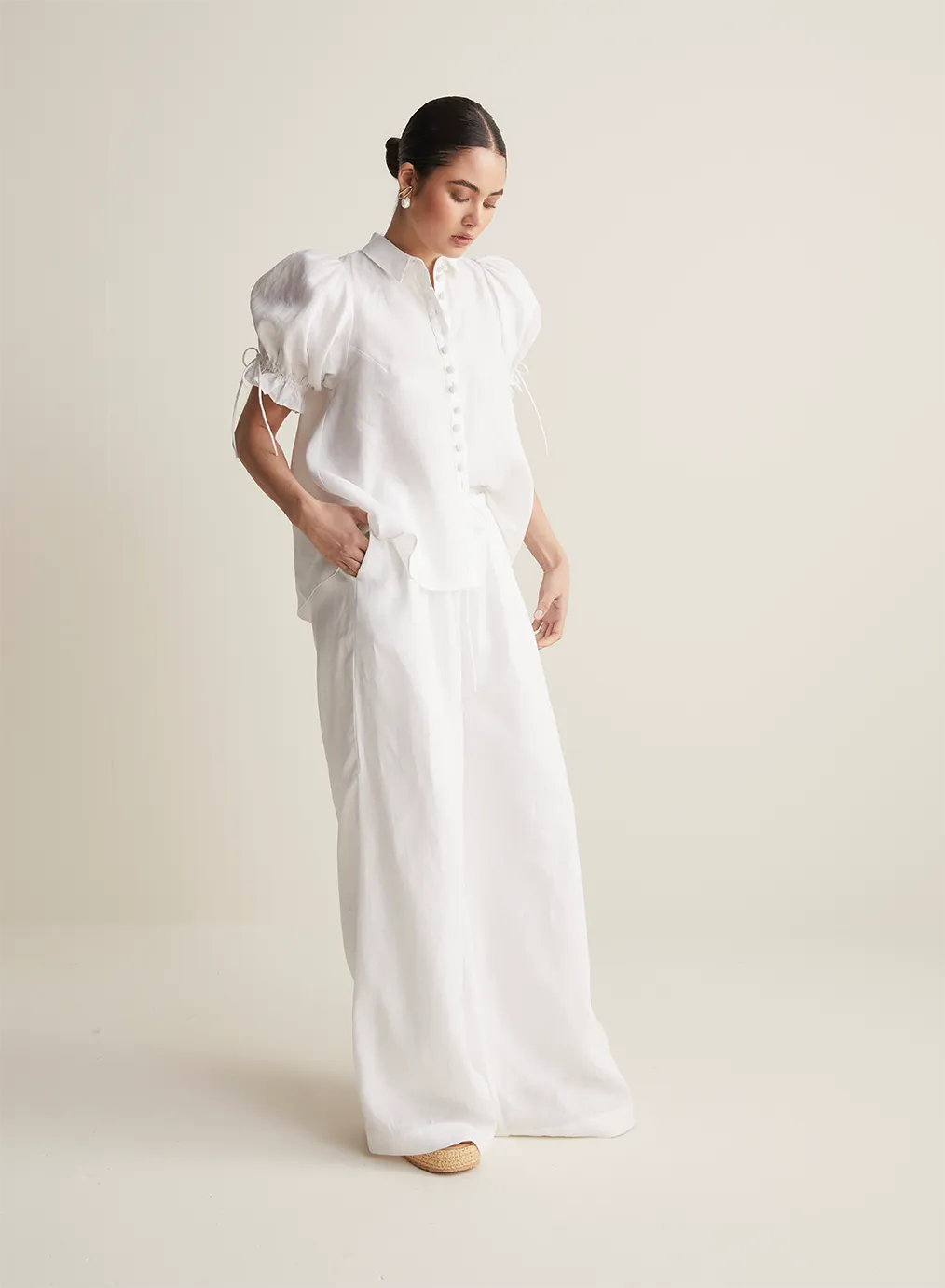 Sara Linen Shirt | Optical White