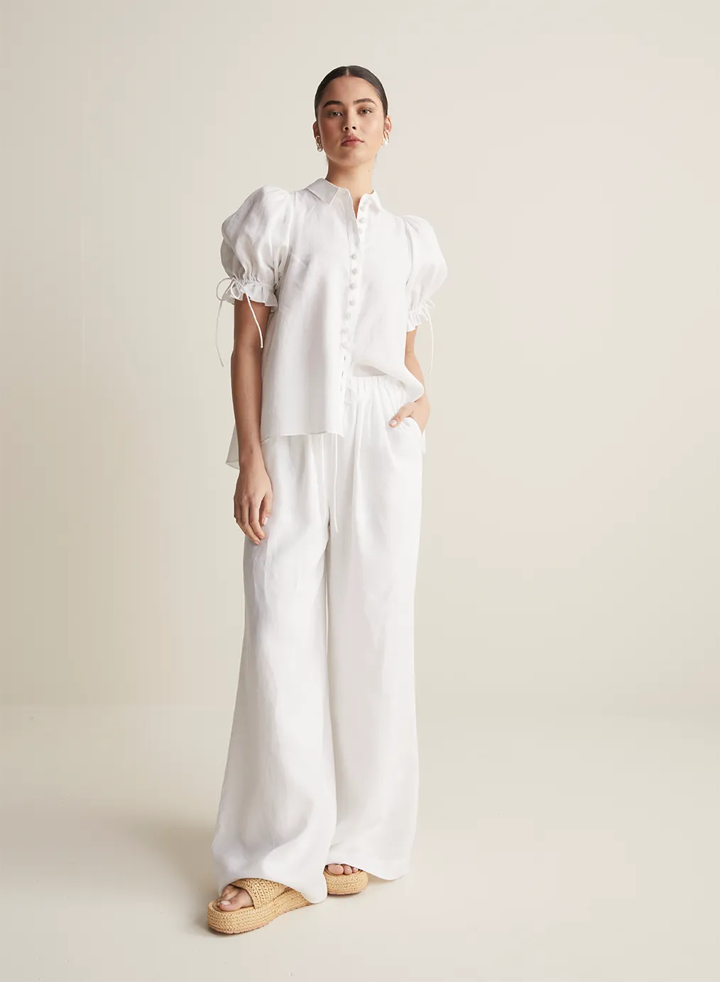 Sara Linen Shirt | Optical White