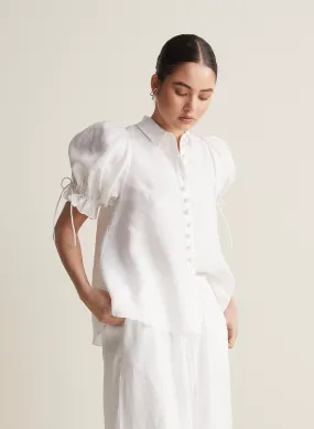 Sara Linen Shirt | Optical White