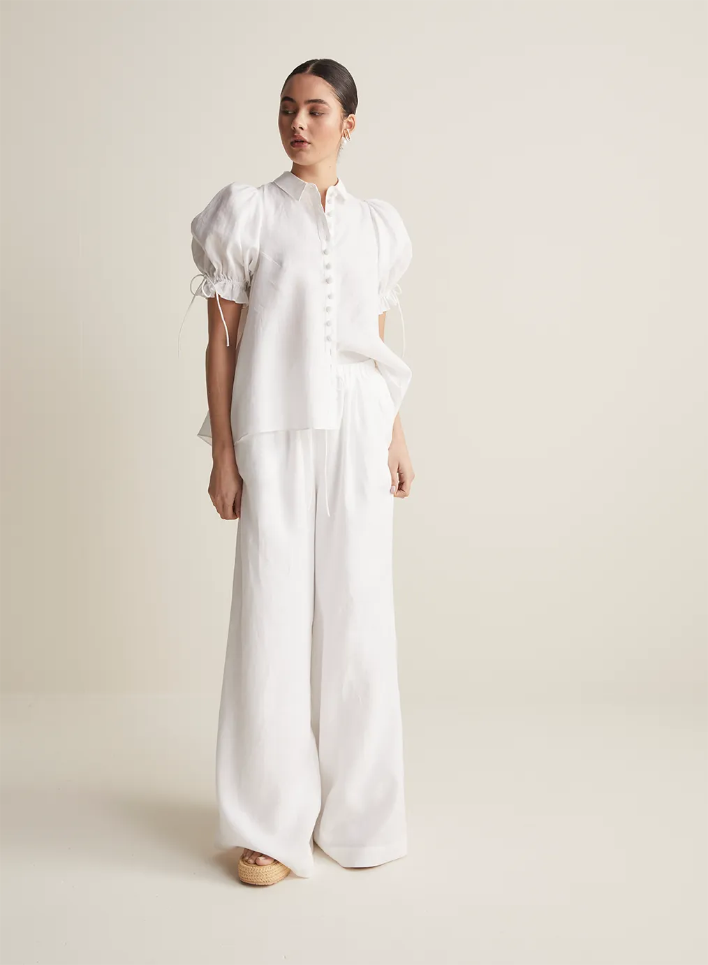 Sara Linen Shirt | Optical White