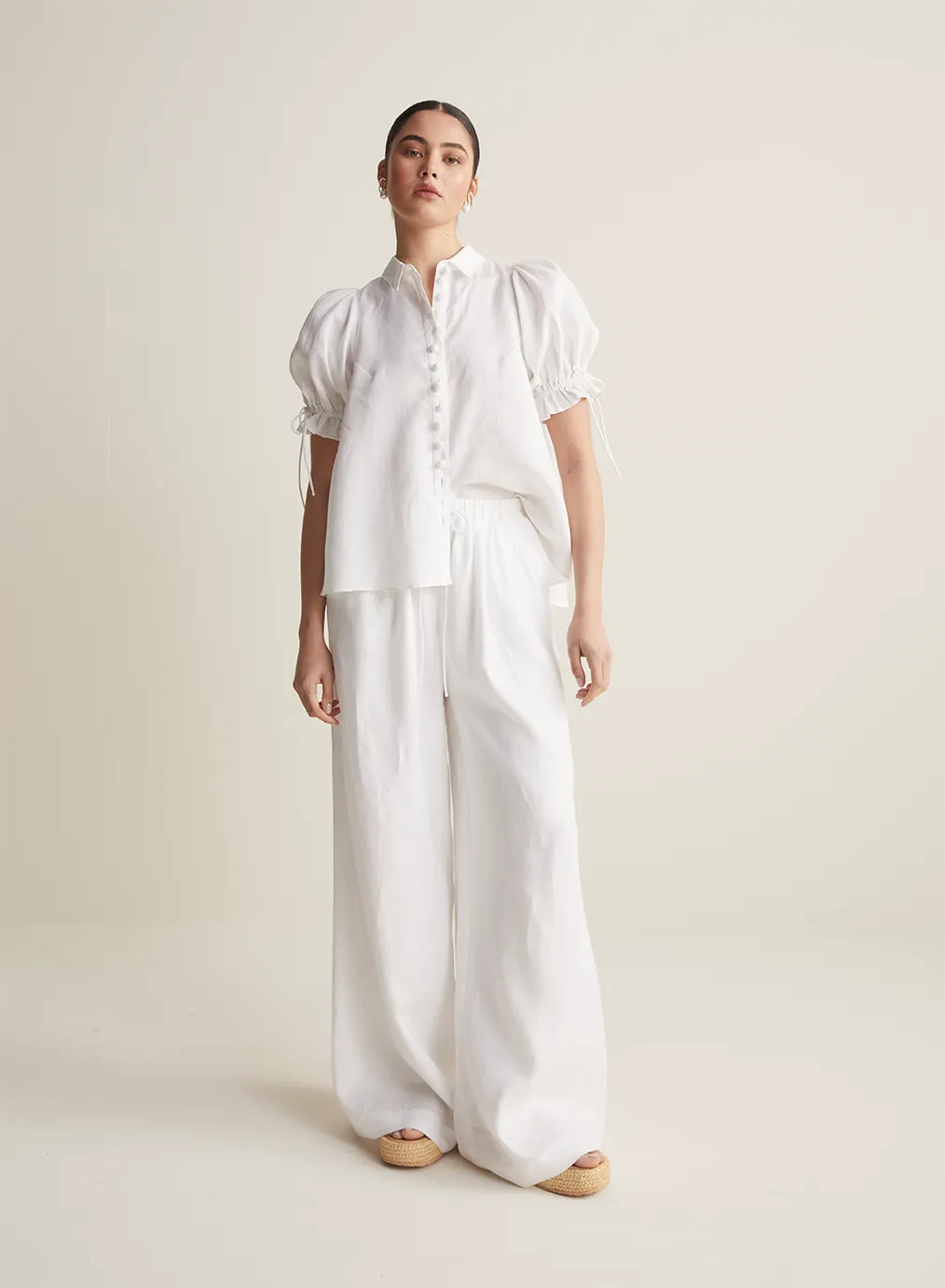 Sara Linen Shirt | Optical White