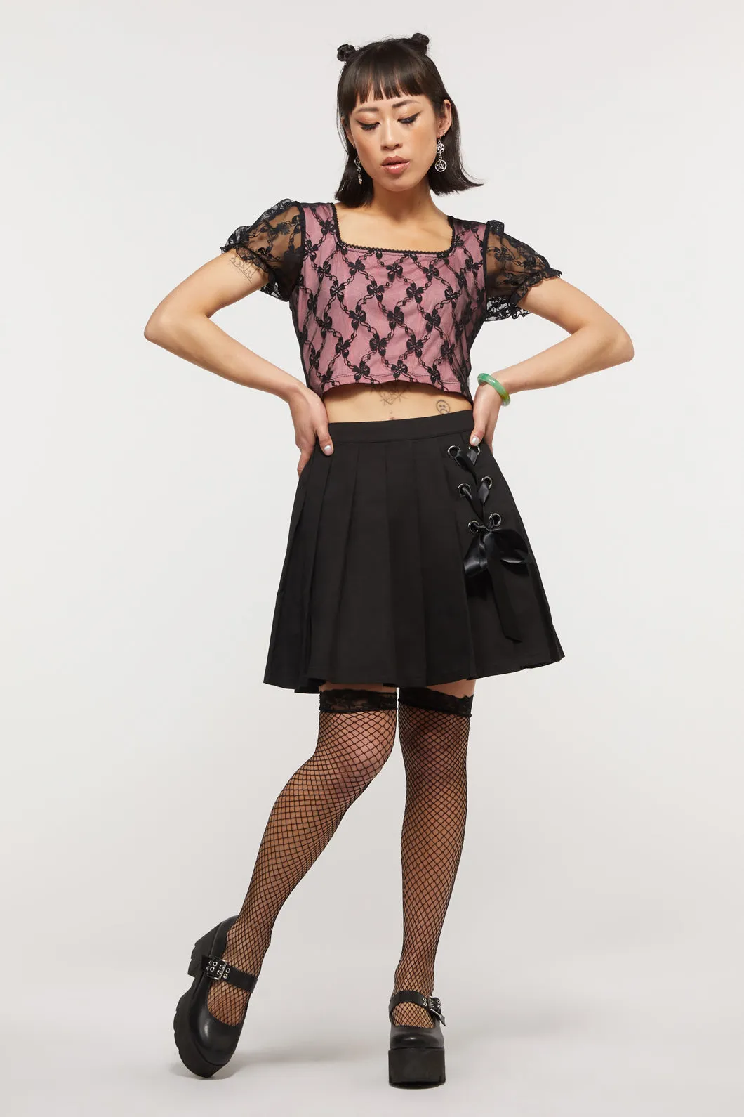 Satine Lacing Pleated Skirt