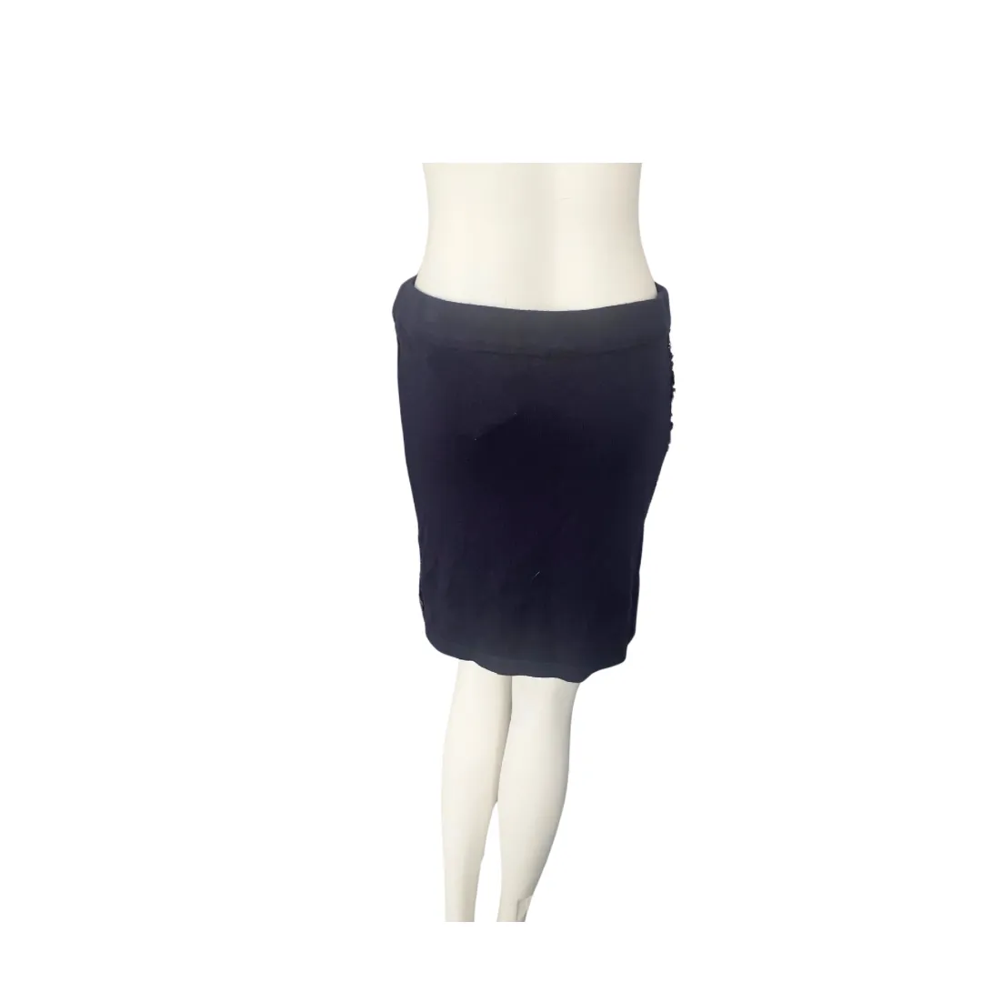 Sequins Fine Knit Fitted Skirt Navy SIZE M