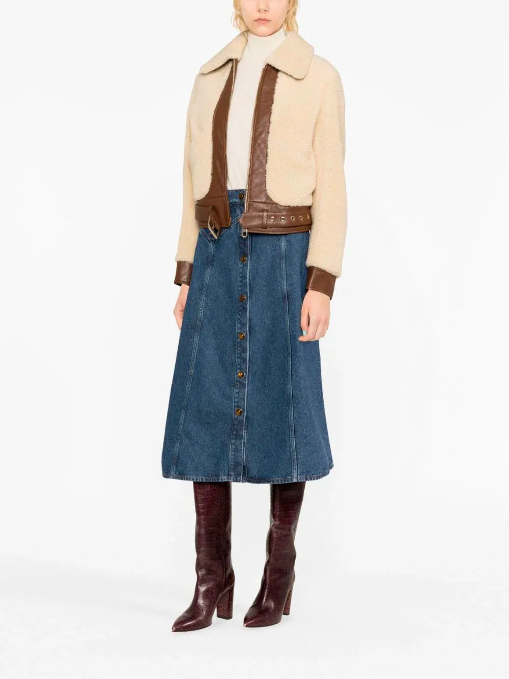 Shearling leather bomber jacket