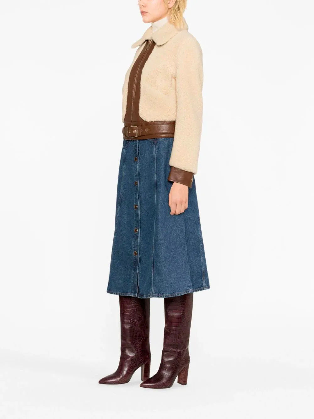 Shearling leather bomber jacket