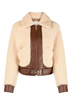 Shearling leather bomber jacket