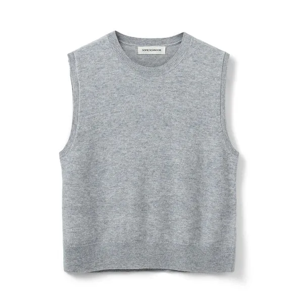 Sofie Schnoor Knitted Tank Top-Grey Melange-SNOS551