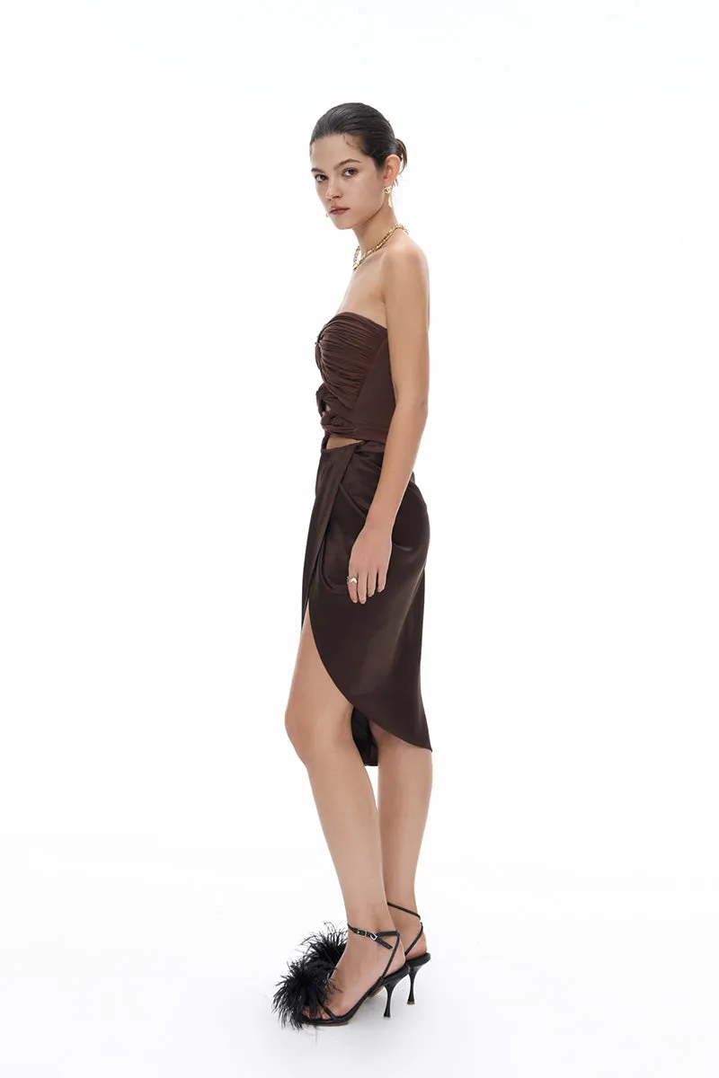 Stacked Pleated Split Skirt