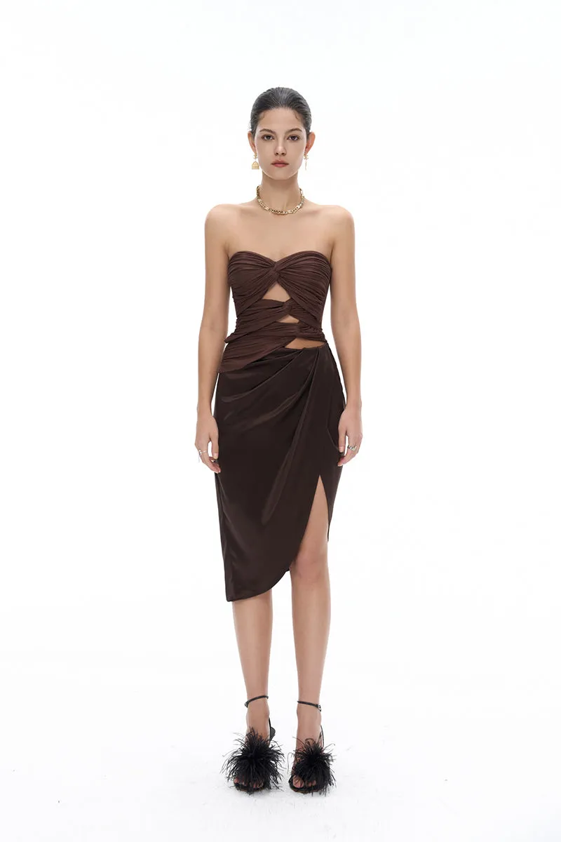 Stacked Pleated Split Skirt