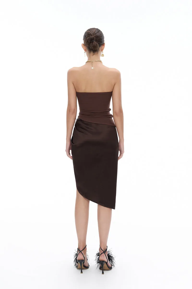 Stacked Pleated Split Skirt