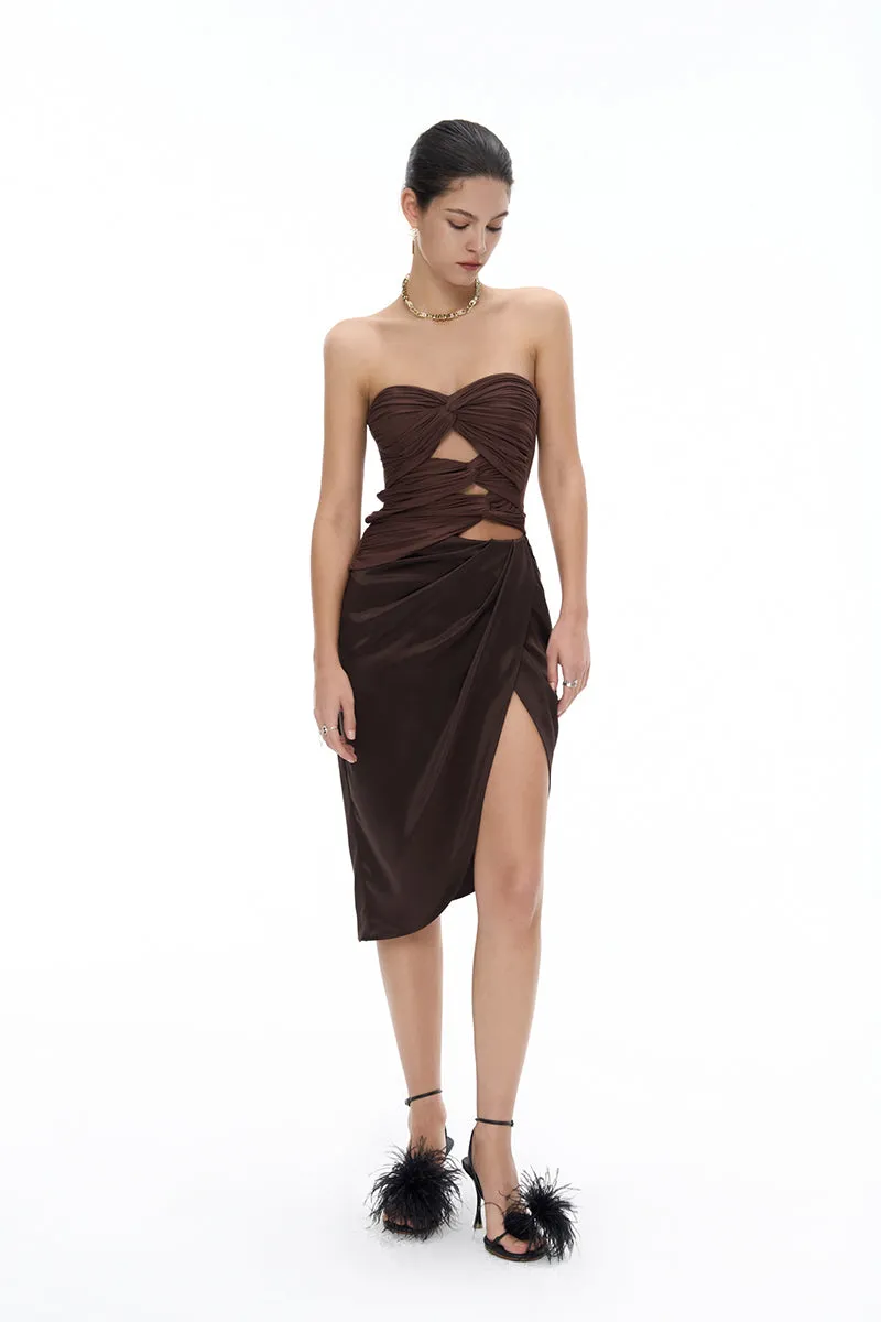 Stacked Pleated Split Skirt