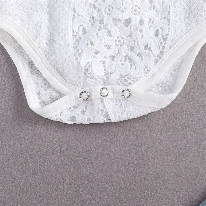 Summer Toddler Girls Lace Romper & Denim Bottoms