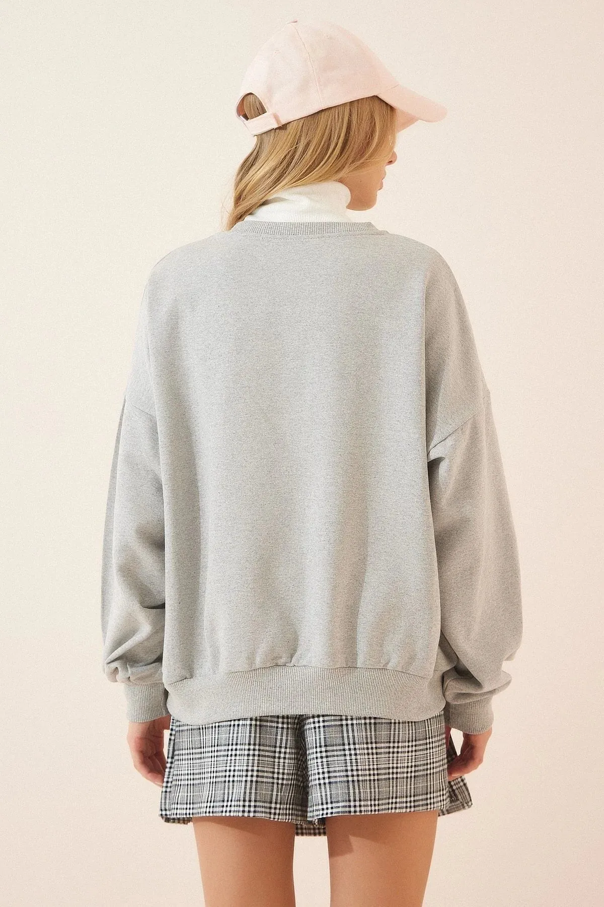 SXV  'wellbeing’ Printed Cool Aesthetic Drop Shoulder Oversized Baggy Sweatshirt