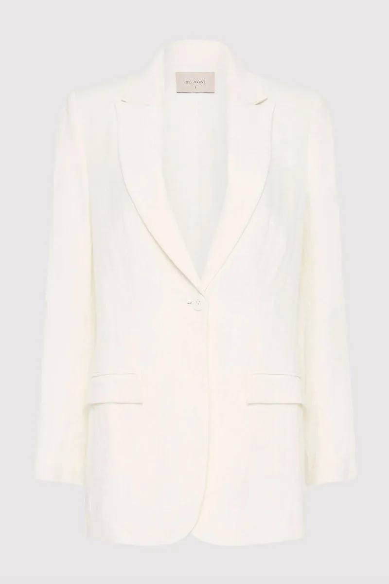 Tailored Linen Blazer - Ivory