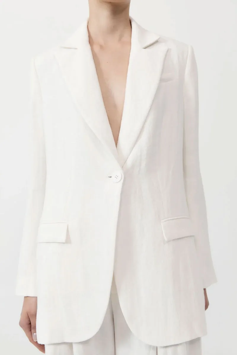 Tailored Linen Blazer - Ivory