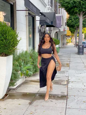 Take Me To Greece Matching Skirt Set - Black