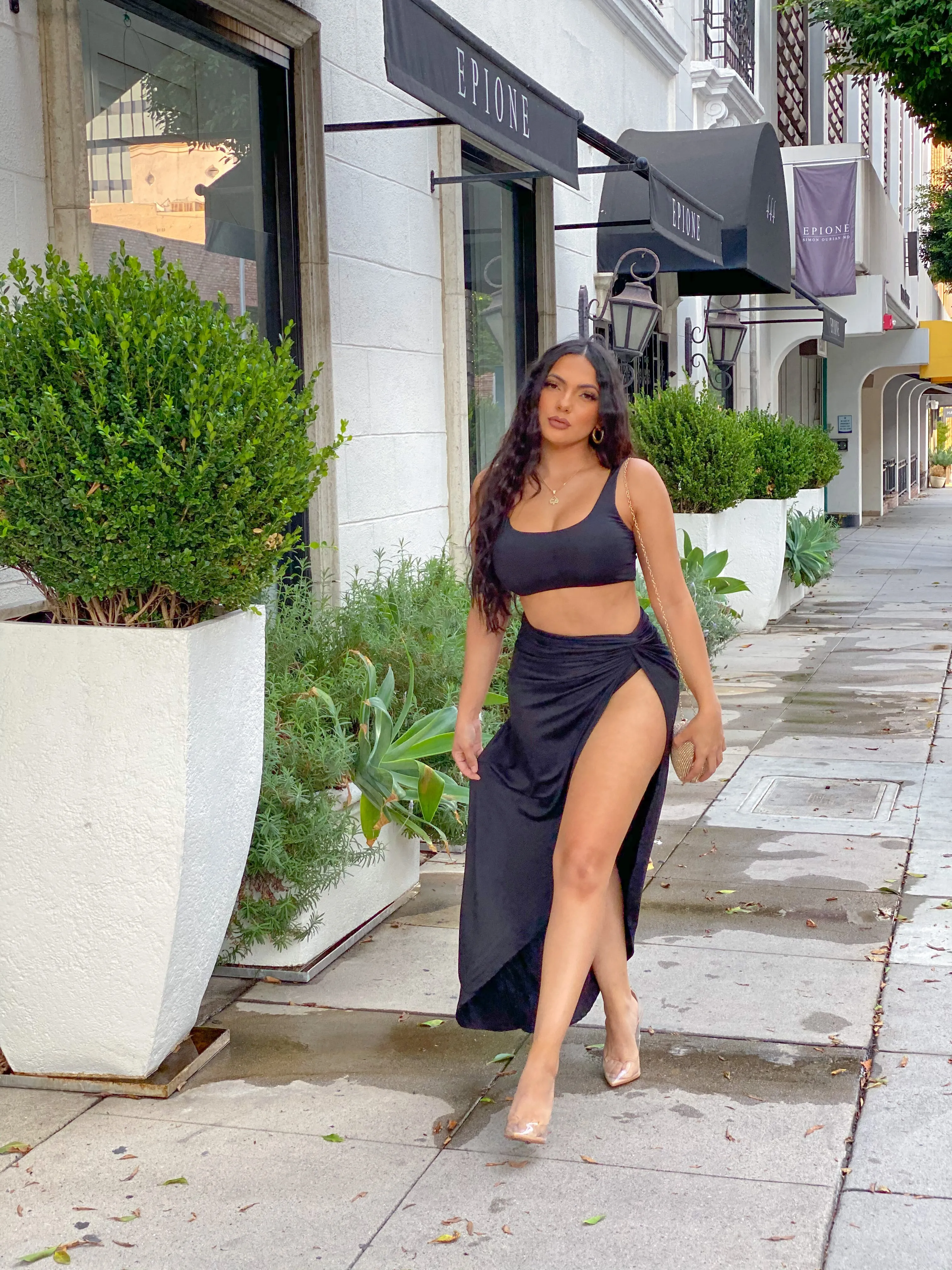 Take Me To Greece Matching Skirt Set - Black
