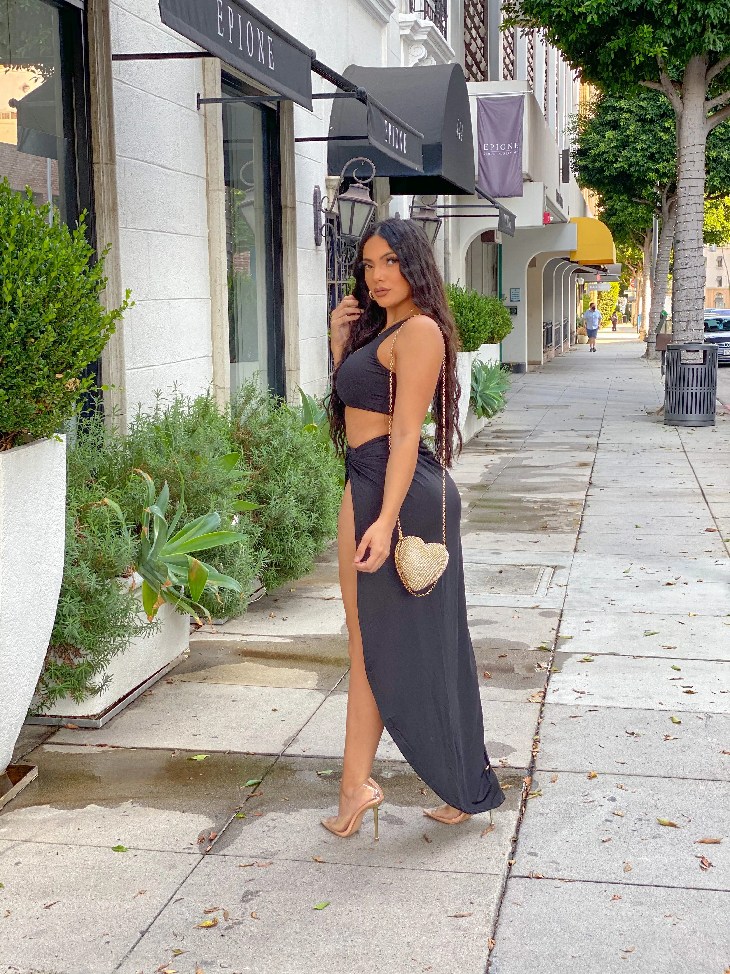 Take Me To Greece Matching Skirt Set - Black