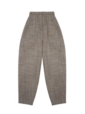 Tapered-Leg Wool Trousers (Beige)
