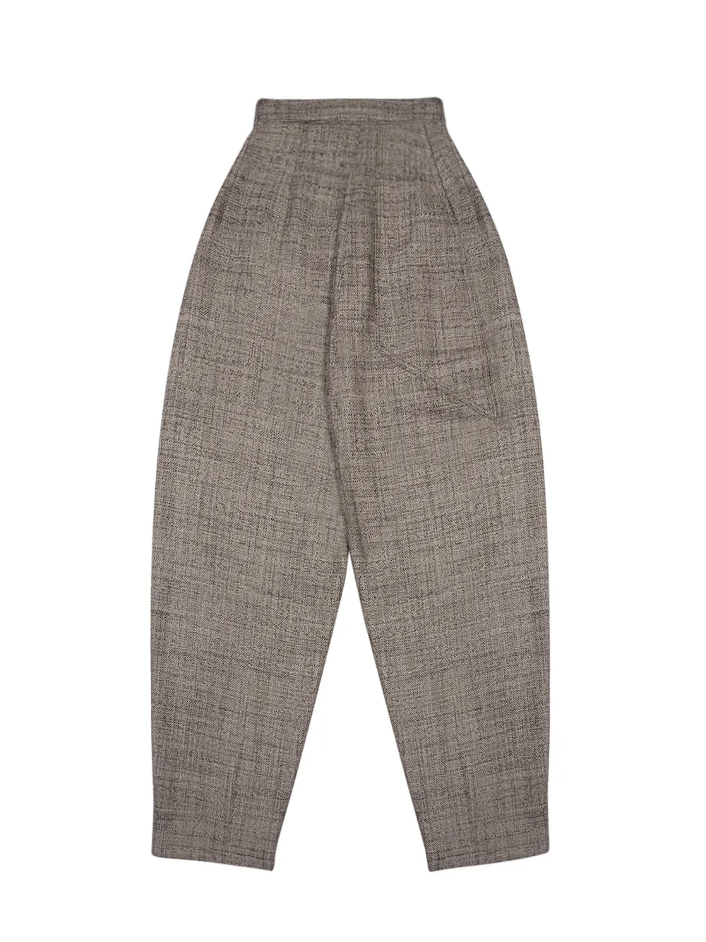 Tapered-Leg Wool Trousers (Beige)