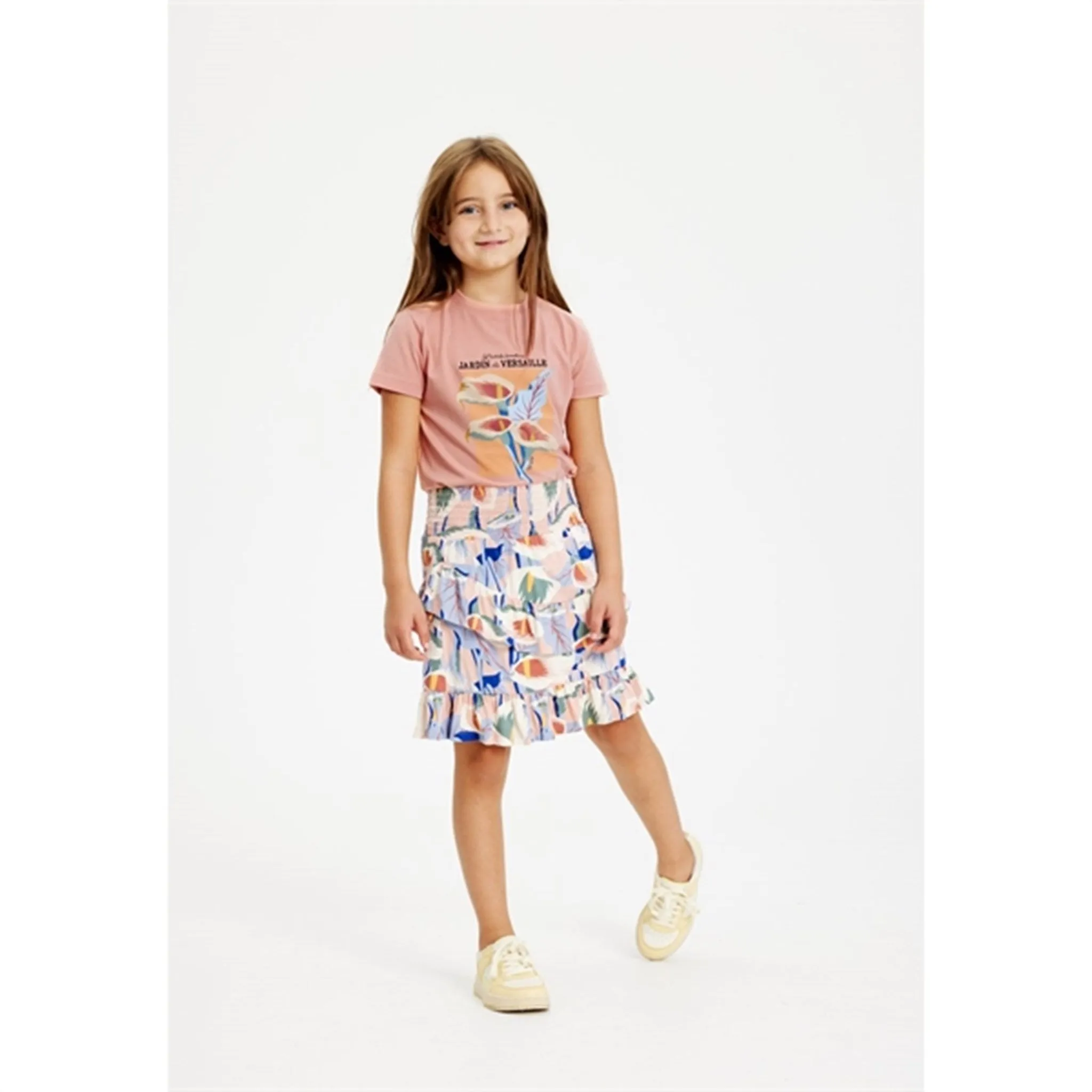 THE NEW Peach Beige Flower AOP Gwyneth Skirt