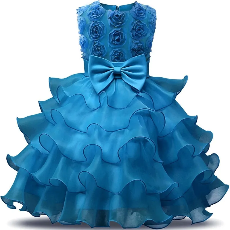 Tulle Mesh Fabric Long Floral Pattern Dresses