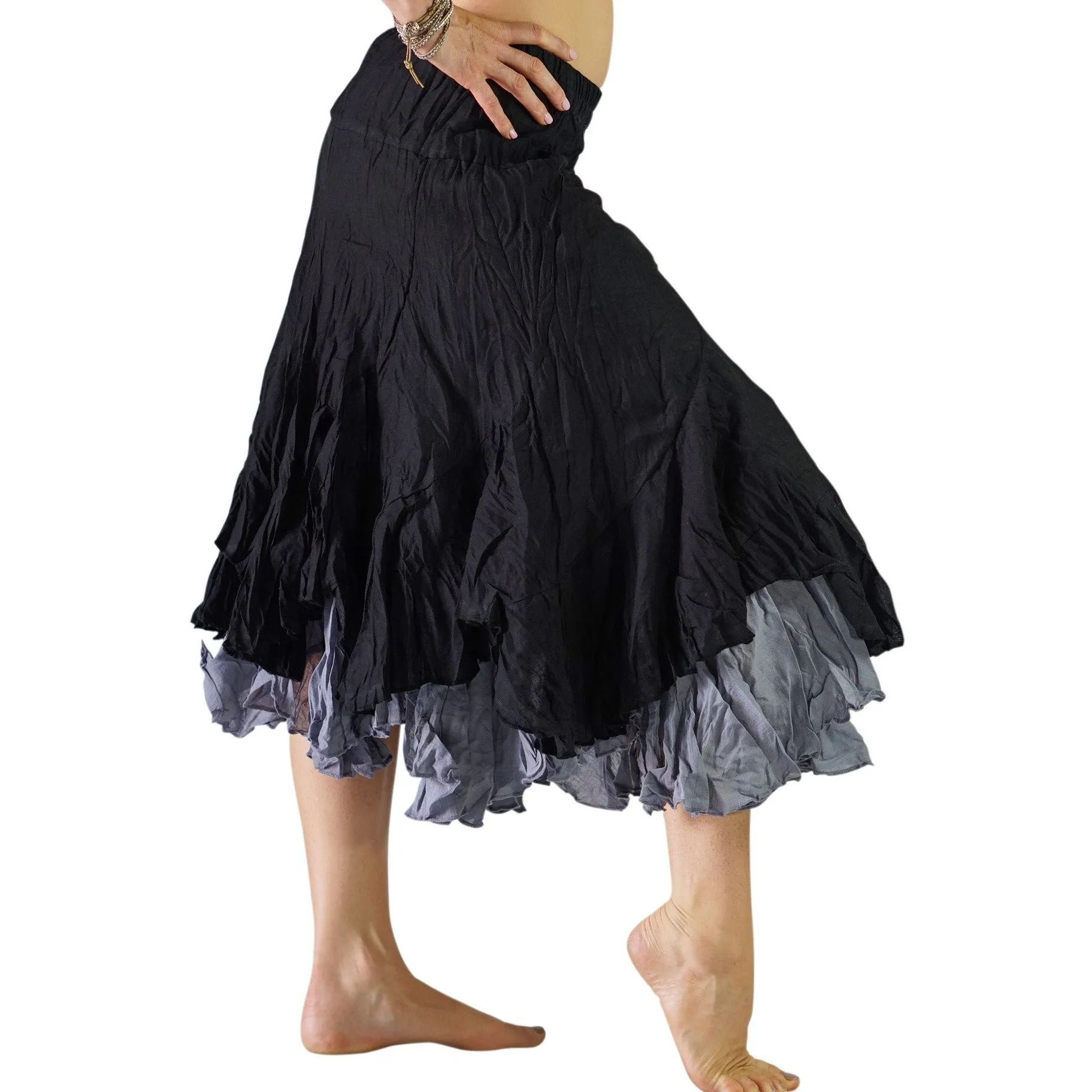 'Two Layer' Renaissance Skirt - Black/Gray