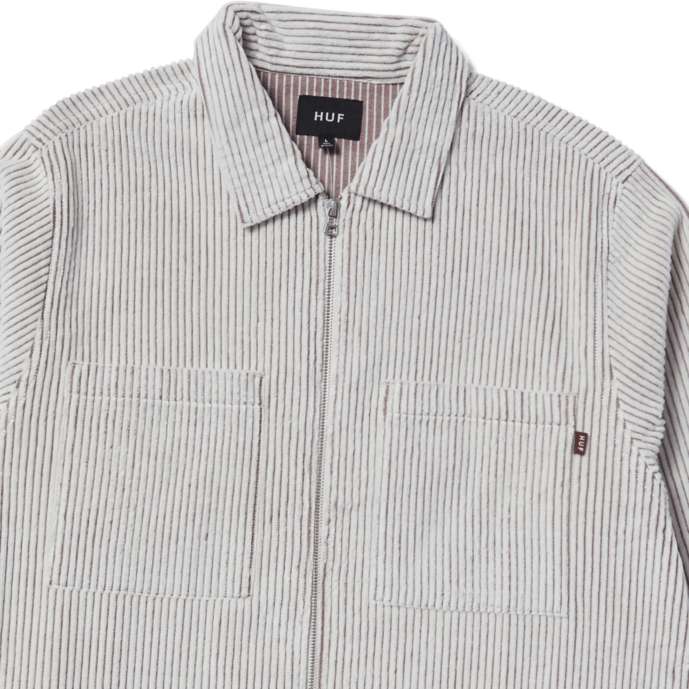 Two Tone Corduroy Zip Shacket