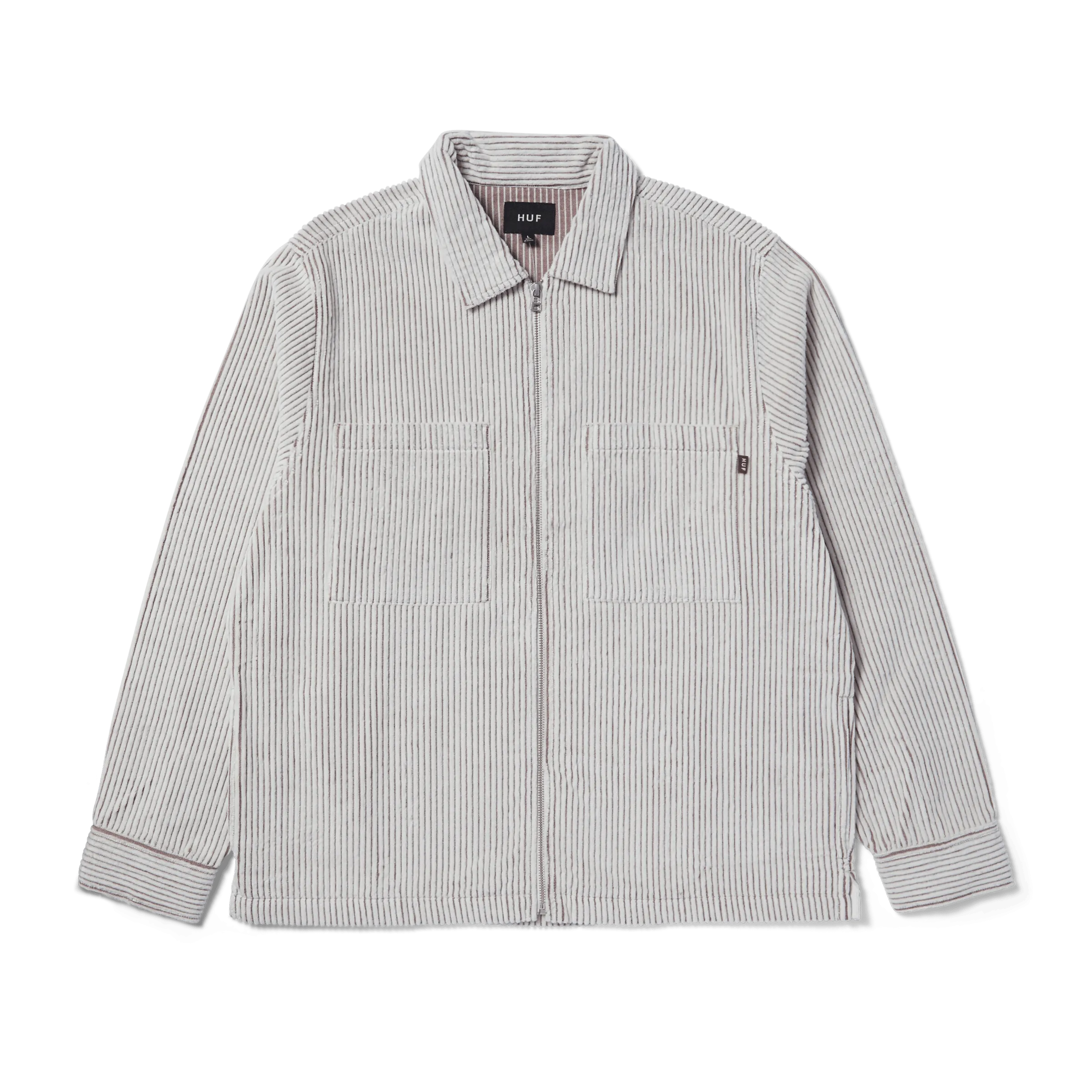 Two Tone Corduroy Zip Shacket