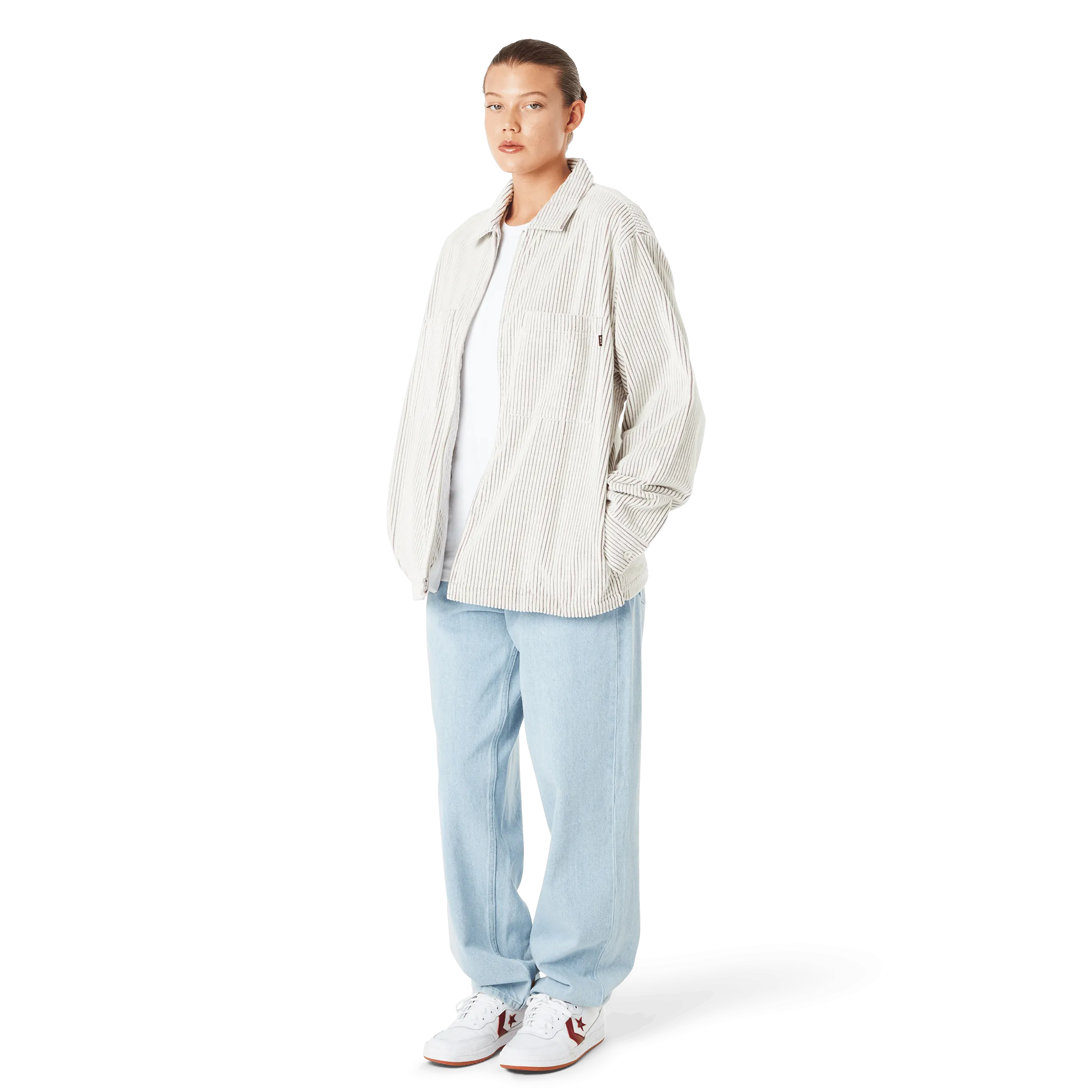 Two Tone Corduroy Zip Shacket