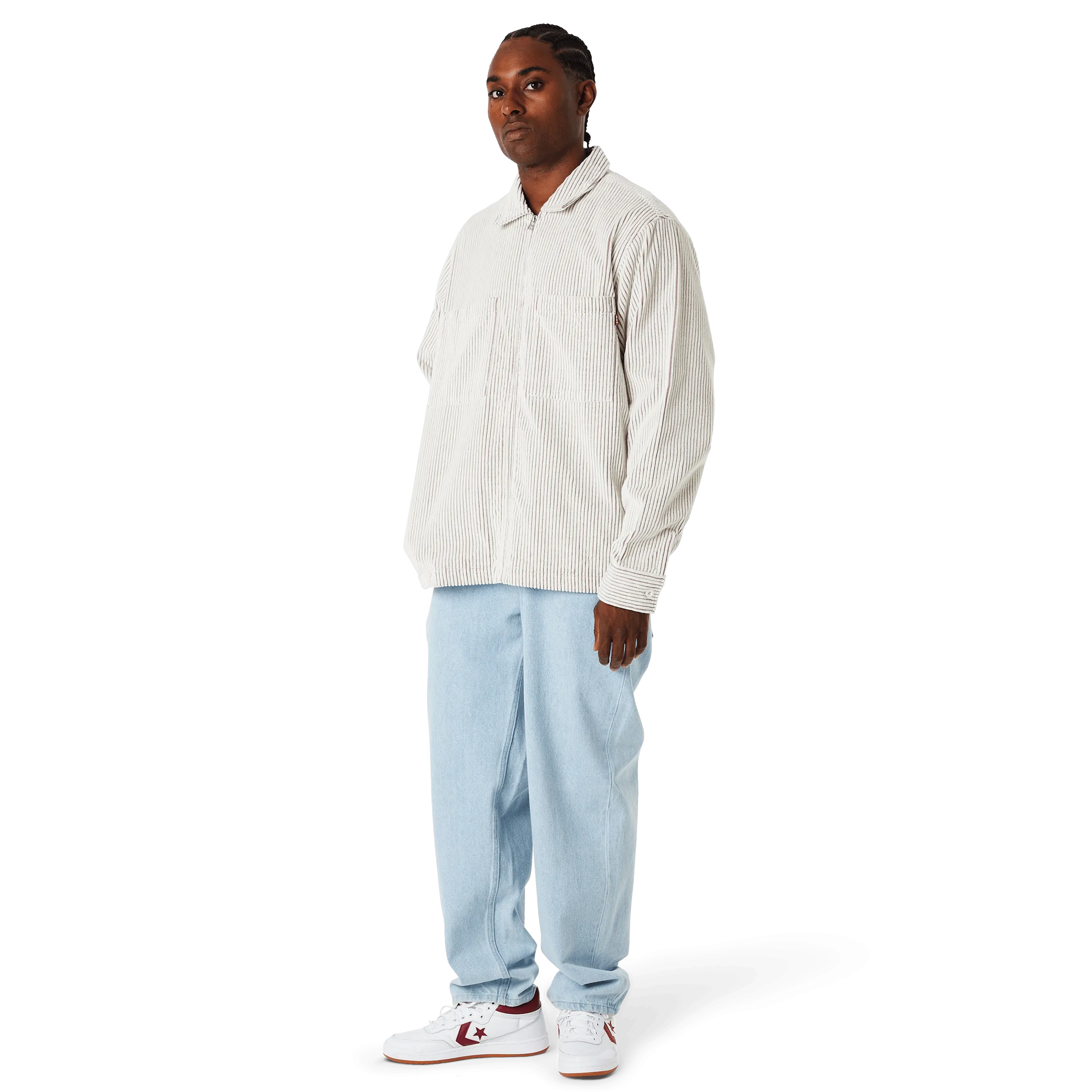 Two Tone Corduroy Zip Shacket