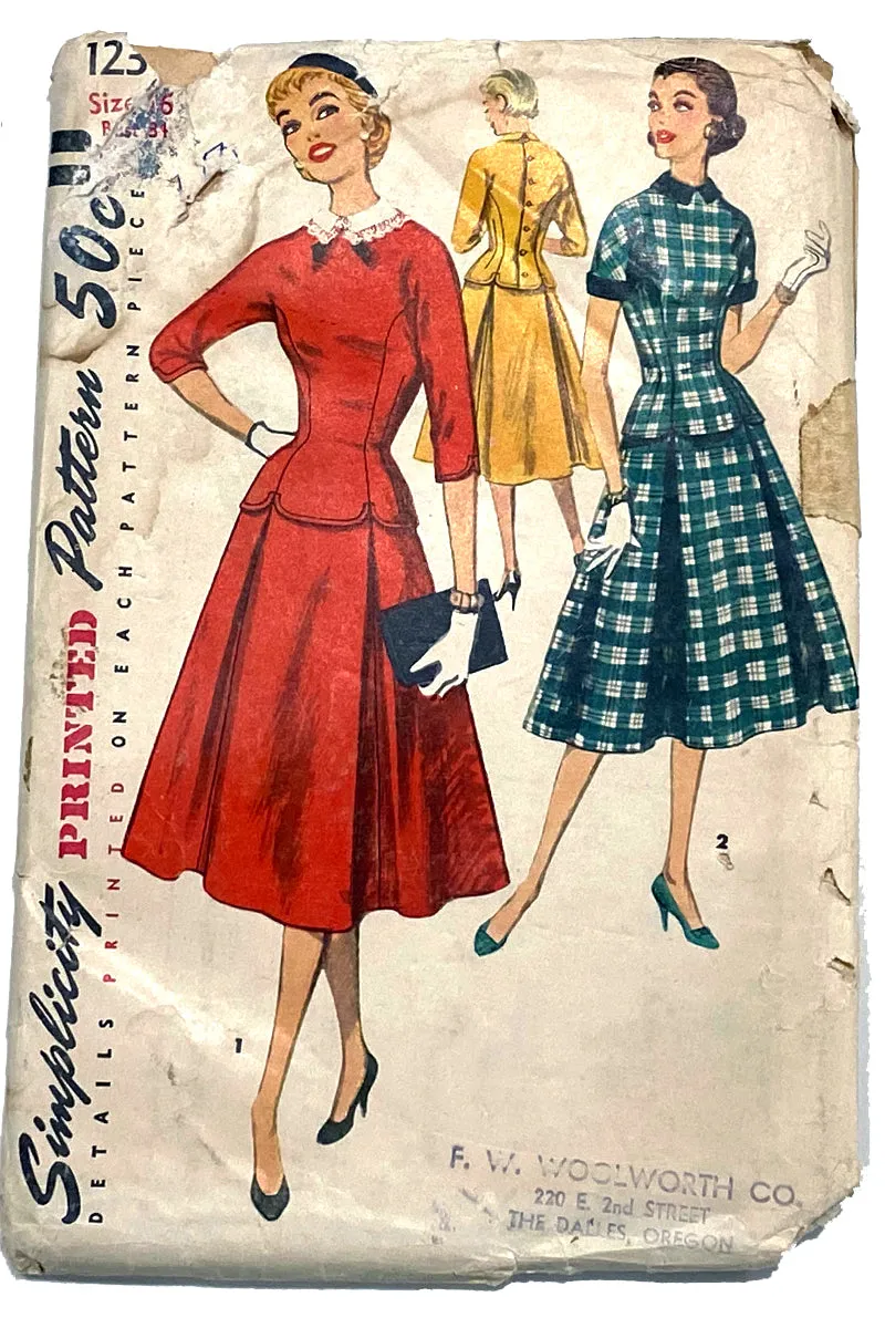 Uncut 1955 Simplicity 1237 Vintage Dress Sewing Pattern